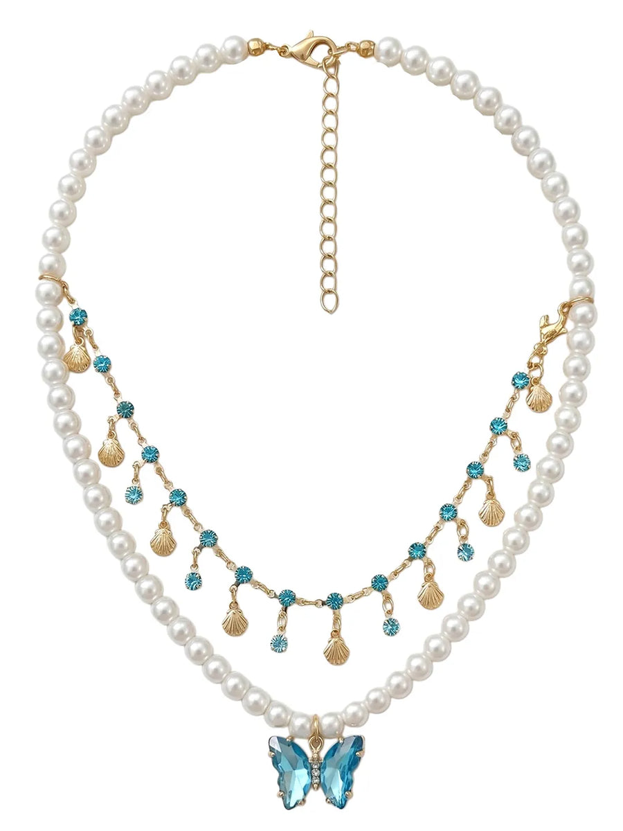 Peora Butterfly Pearl Bliss Layer Necklace - Gold