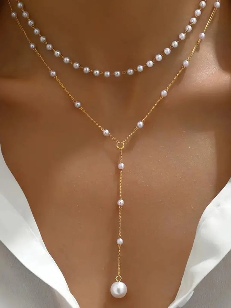 Peora Pearl Serenity Layer Necklace - Gold