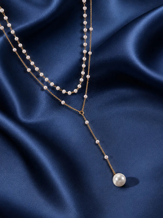Peora Pearl Serenity Layer Necklace - Gold