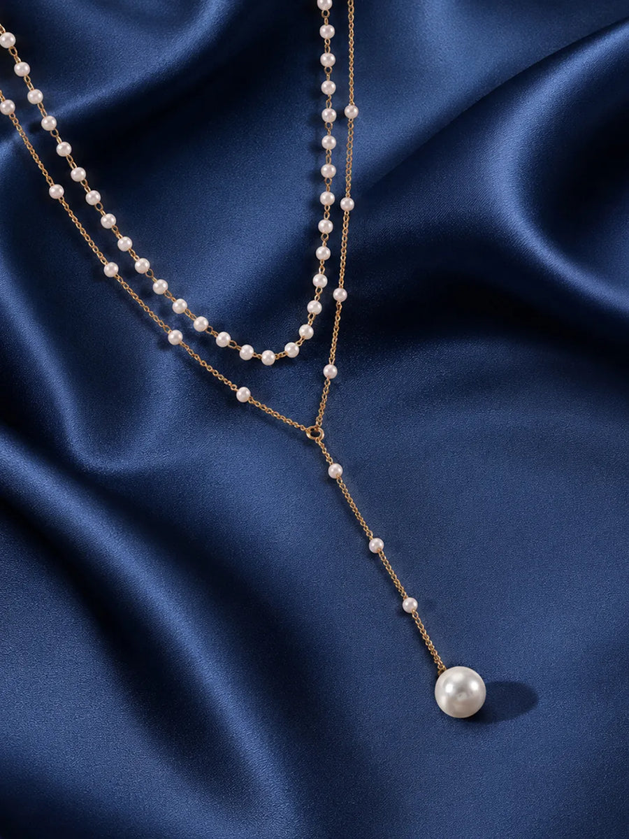 Peora Pearl Serenity Layer Necklace - Gold