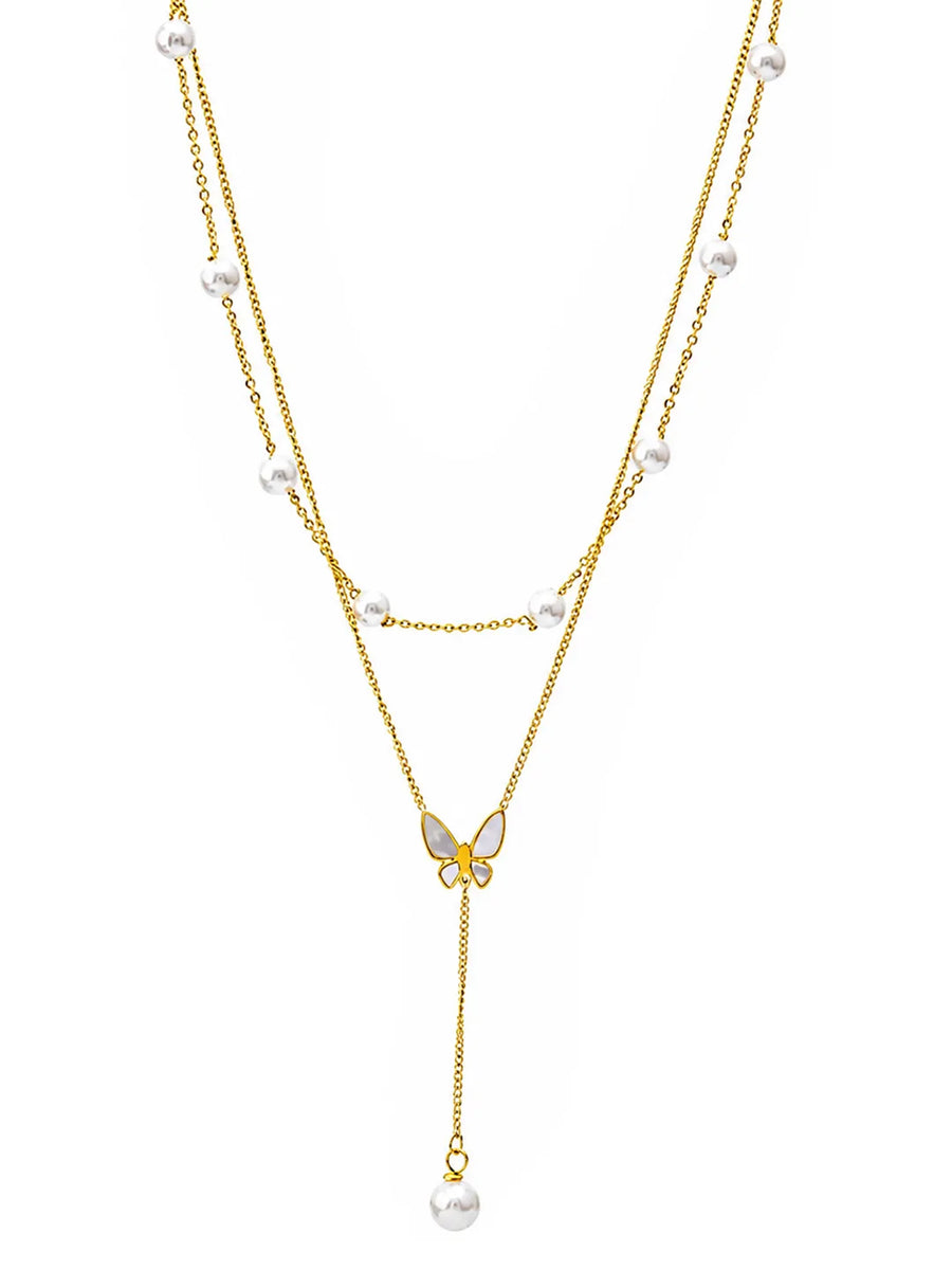 Peora Pearl Harmony Drop Necklace - Gold