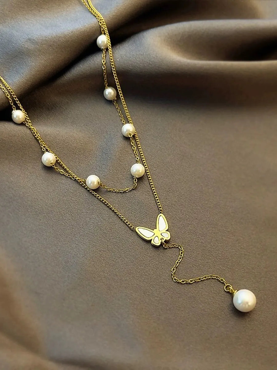 Peora Pearl Harmony Drop Necklace - Gold
