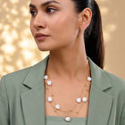 Gold Plated Baroque Pearl Layered Necklace