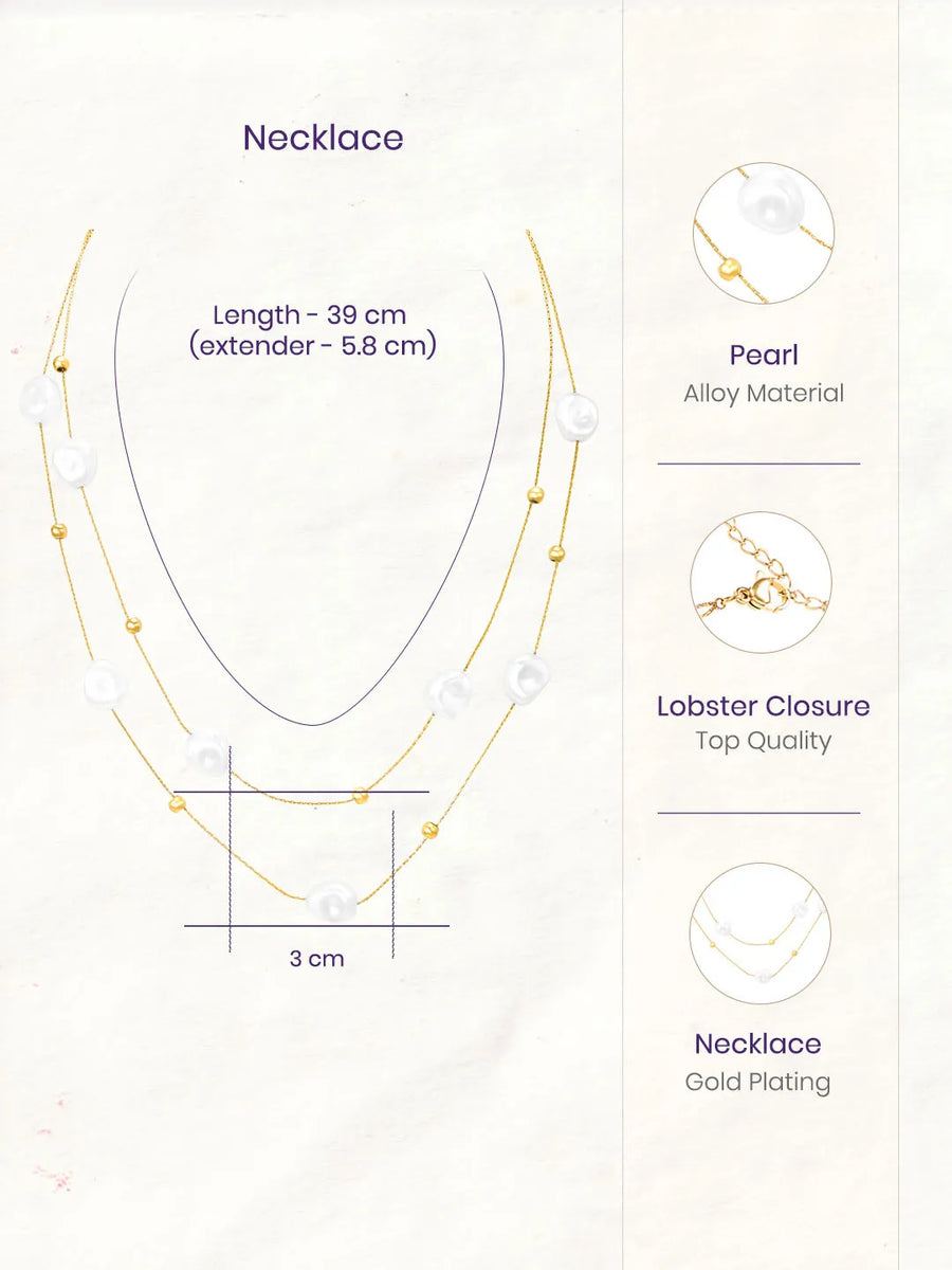 Gold Plated Baroque Pearl Layered Necklace