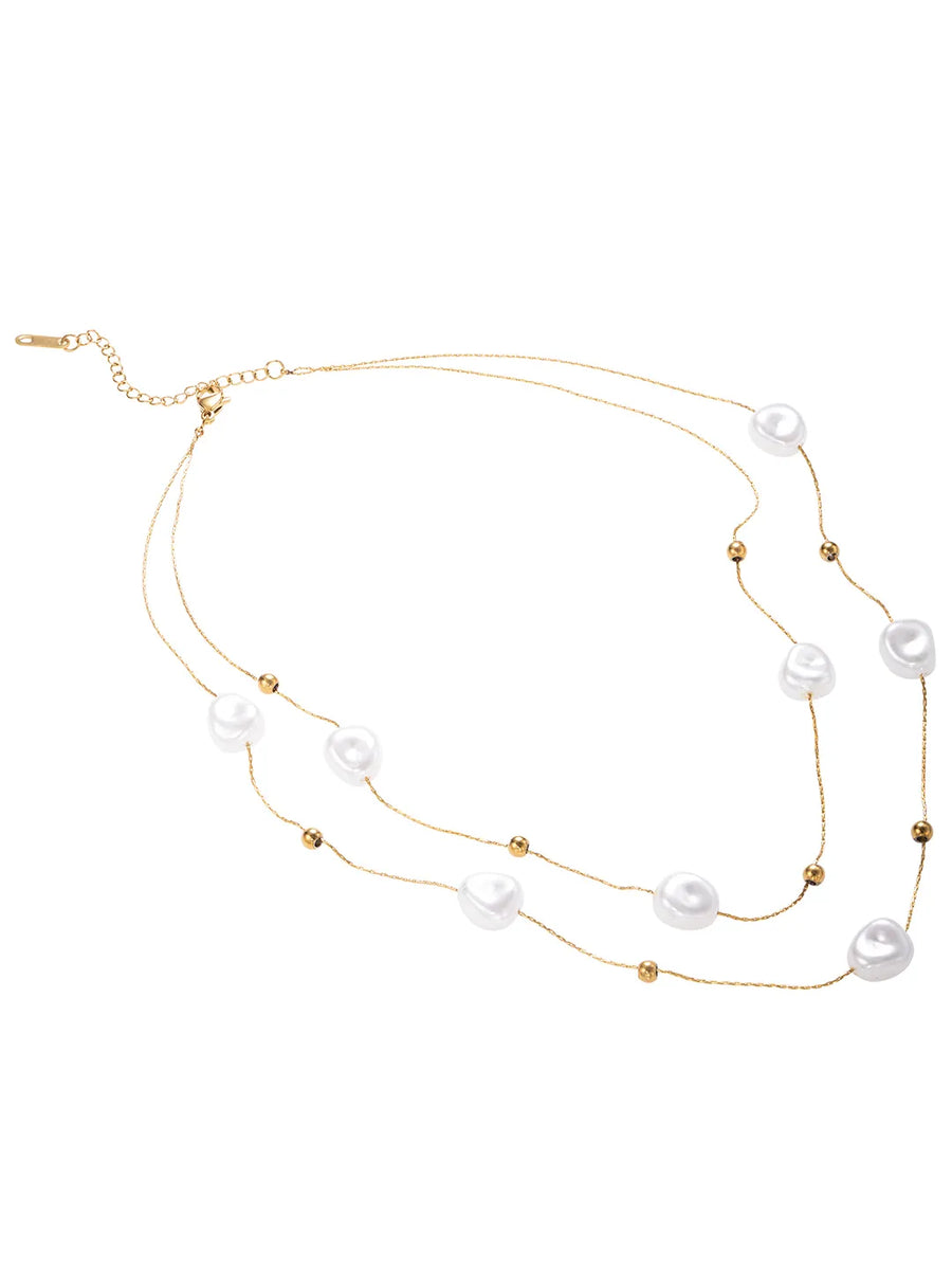 Gold Plated Baroque Pearl Layered Necklace