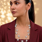 Rhodium Plated Baroque Pearl Layered Necklace
