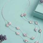 Rhodium Plated Baroque Pearl Layered Necklace