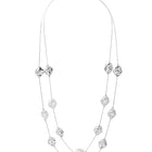 Rhodium Plated Baroque Pearl Layered Necklace