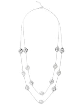 Rhodium Plated Baroque Pearl Layered Necklace