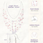 Rhodium Plated Pink Pearl Layered Necklace
