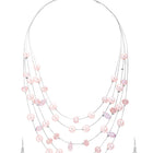 Rhodium Plated Pink Pearl Layered Necklace