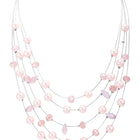 Rhodium Plated Pink Pearl Layered Necklace