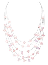Rhodium Plated Pink Pearl Layered Necklace