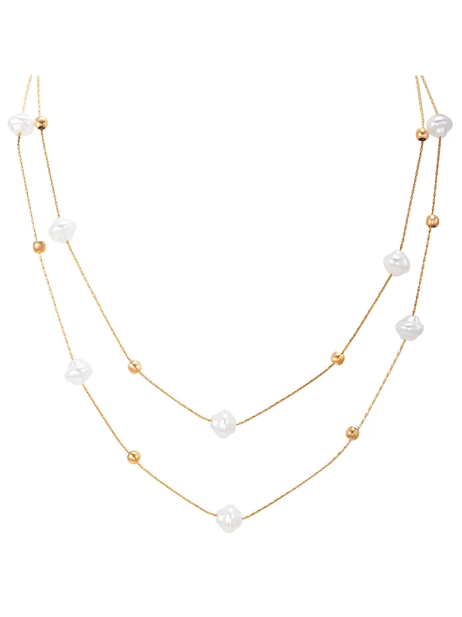 Gold Plated Pearl Orbit Necklace