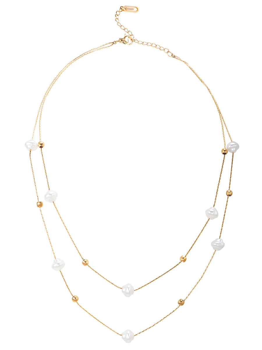 Gold Plated Pearl Orbit Necklace
