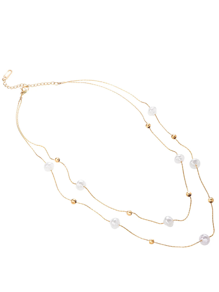 Gold Plated Pearl Orbit Necklace