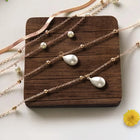 Rose Gold Layered Pearl Drop Necklace
