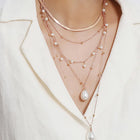 Rose Gold Layered Pearl Drop Necklace