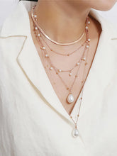 Rose Gold Layered Pearl Drop Necklace