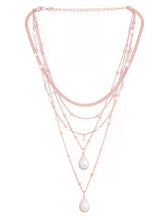 Rose Gold Layered Pearl Drop Necklace