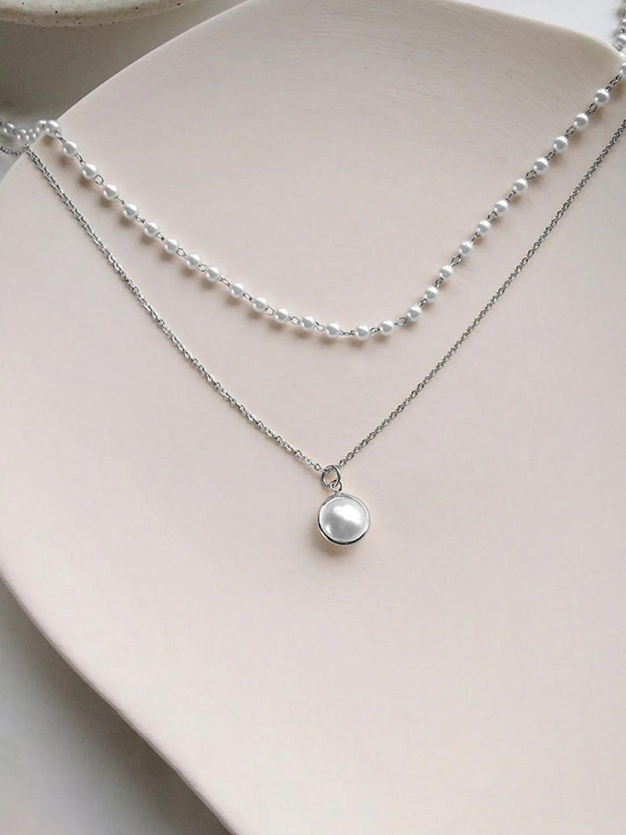 Pearl Cascade Double Chain Pendant