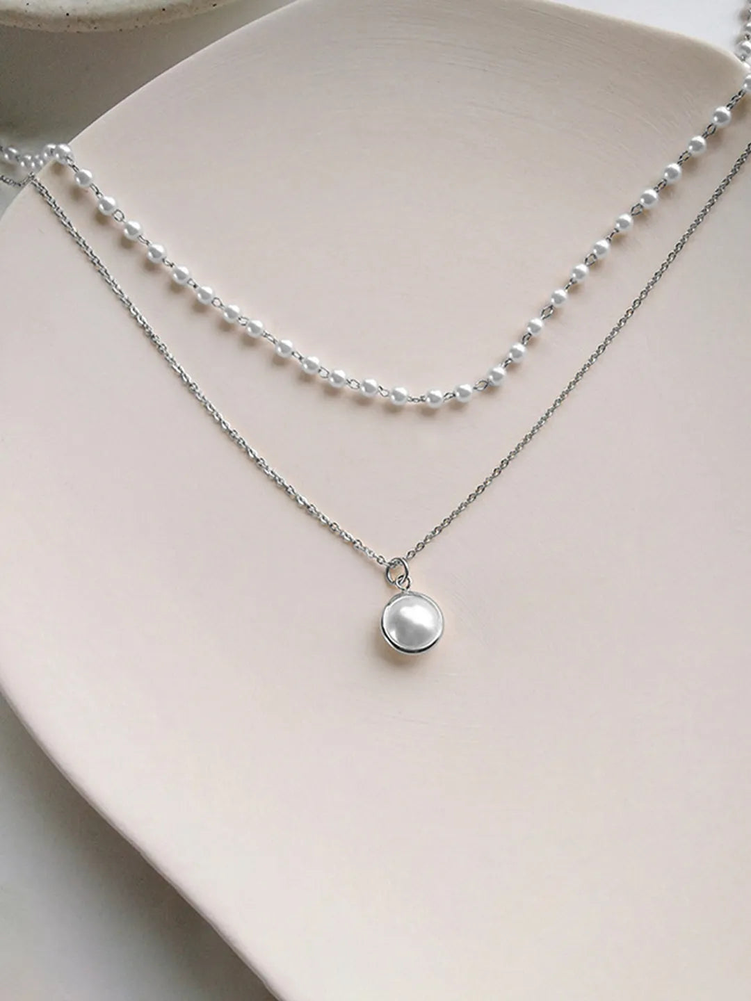 Pearl Cascade Double Chain Pendant