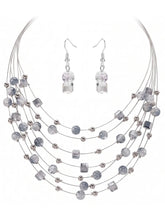 Peora Moonbeam Cascade Necklace Set - Silver