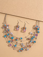 Peora Multicolor Cascade Necklace Set - Silver