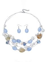 Peora Ocean Mist Bead Necklace Set - Silver