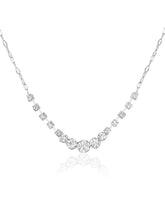 Silver necklace earrings set crafted from alloy, adorned with crystals for an elegant, timeless look | Peora
