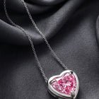 Peora Heart CZ Celeste Pink Pendant - Silver