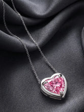Peora Heart CZ Celeste Pink Pendant - Silver