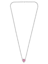 Peora Heart CZ Celeste Pink Pendant - Silver