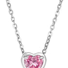 Peora Heart CZ Celeste Pink Pendant - Silver