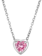 Peora Heart CZ Celeste Pink Pendant - Silver