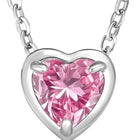 Peora Heart CZ Celeste Pink Pendant - Silver