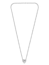 Peora Heart CZ Celeste Solitaire Pendant - Silver