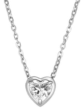Peora Heart CZ Celeste Solitaire Pendant - Silver