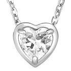 Peora Heart CZ Celeste Solitaire Pendant - Silver