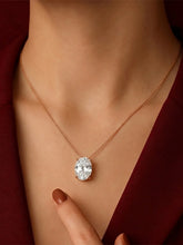 Peora Oval CZ Solitaire Pendant Chain - Rose Gold