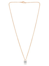 Peora Oval CZ Solitaire Pendant Chain - Rose Gold