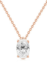 Peora Oval CZ Solitaire Pendant Chain - Rose Gold