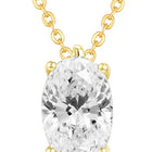 Peora Oval CZ Solitaire Pendant Chain - Gold