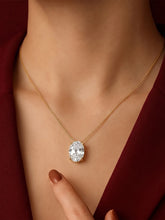 Peora Oval CZ Solitaire Pendant Chain - Gold