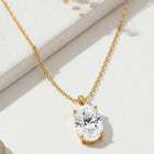 Peora Oval CZ Solitaire Pendant Chain - Gold
