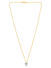 Peora Oval CZ Solitaire Pendant Chain - Gold