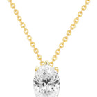 Peora Oval CZ Solitaire Pendant Chain - Gold
