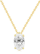 Peora Oval CZ Solitaire Pendant Chain - Gold