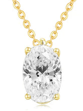 Peora Oval CZ Solitaire Pendant Chain - Gold