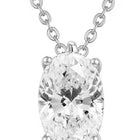 Peora Oval CZ Solitaire Pendant Chain - Silver